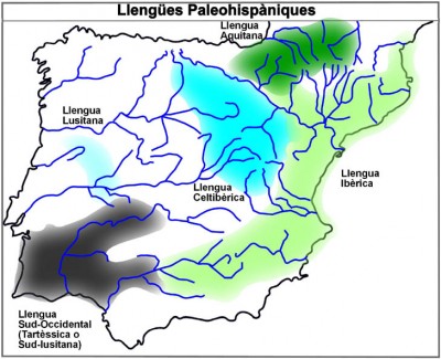 Mapa de les llengües paleoibèriques (Font: Wikipedia/Joan Ferrer)