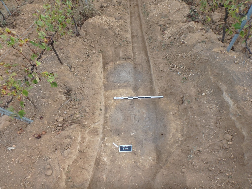 (3)Al costat dels marcadors, s’aprecien dues de les vuit probables noves sitges d’emmagatzematge que s’han pogut documentar al jaciment del Mas Cap de Ferro (Nulles) durant la campanya arqueològica de 2021. Foto: ICAC.